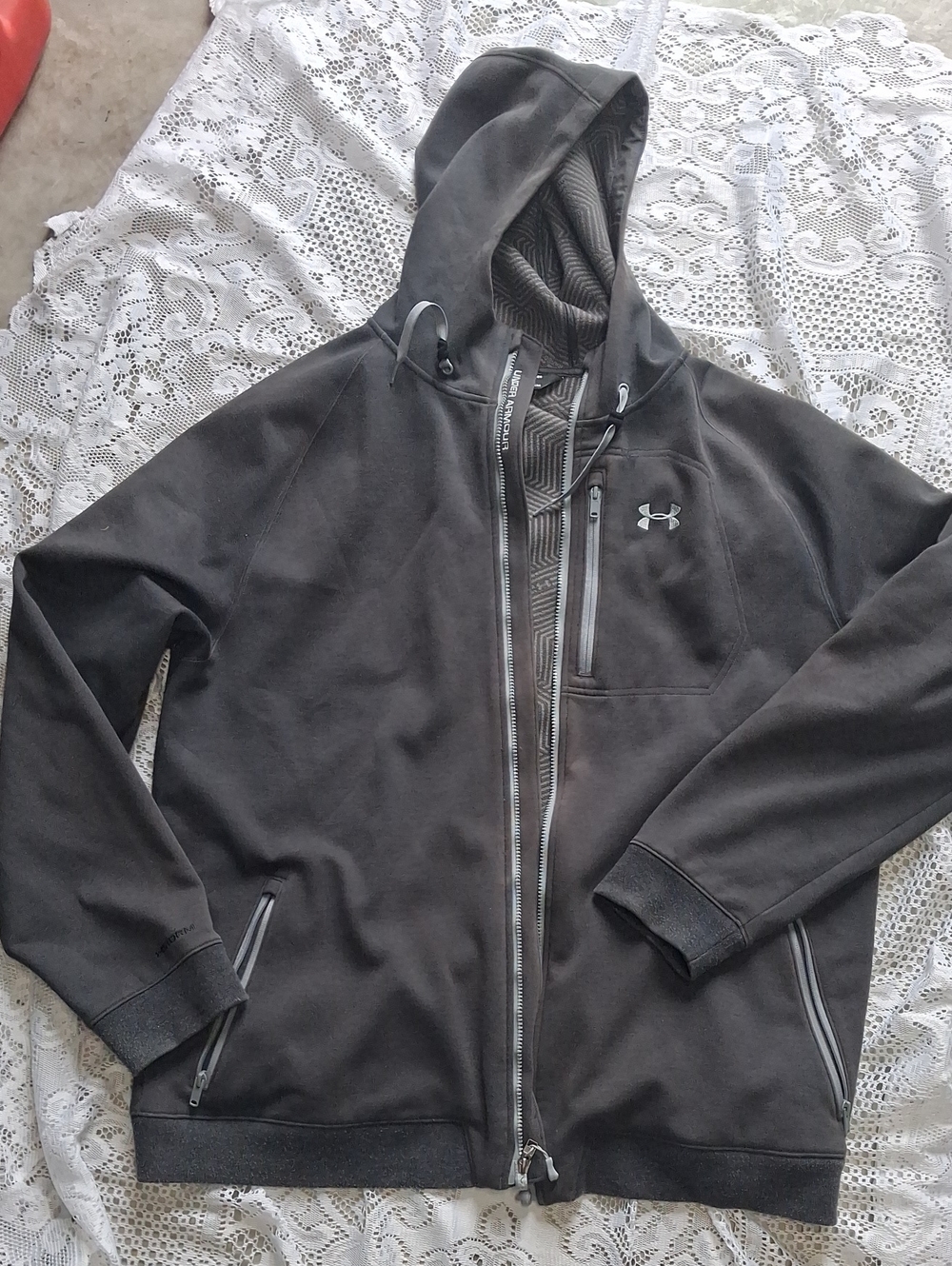 Under Armour Men's Charcoal Gray Full-Zip Performance Hoodie Jacket